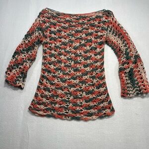 Boho Crochet Knit Sweater Top Women’s Medium Open Knit Beach Festival Bohemian